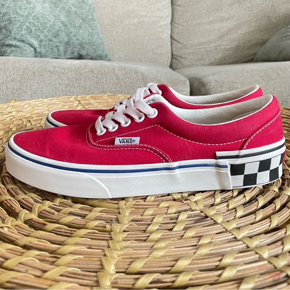 Vans Era Check Block Red Sz-8 - Picture 3 of 13